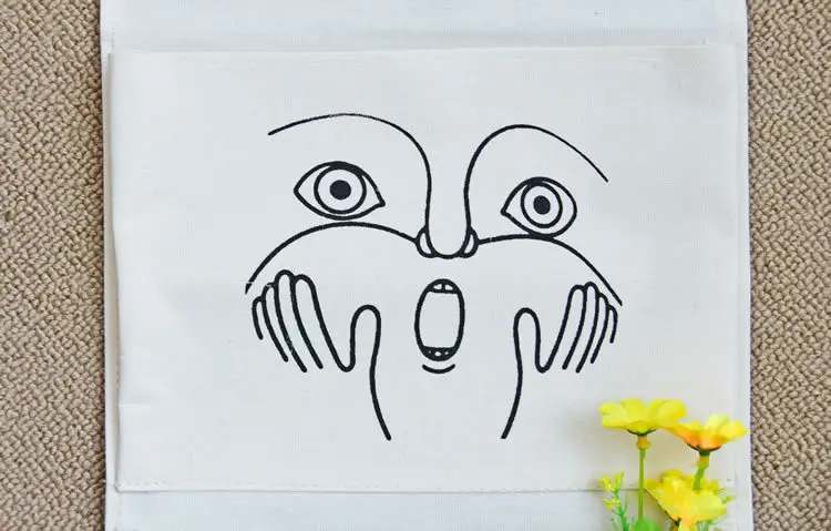 Льняная хлопковая подвесная сумка для хранения с 3 карманами органайзер спальни