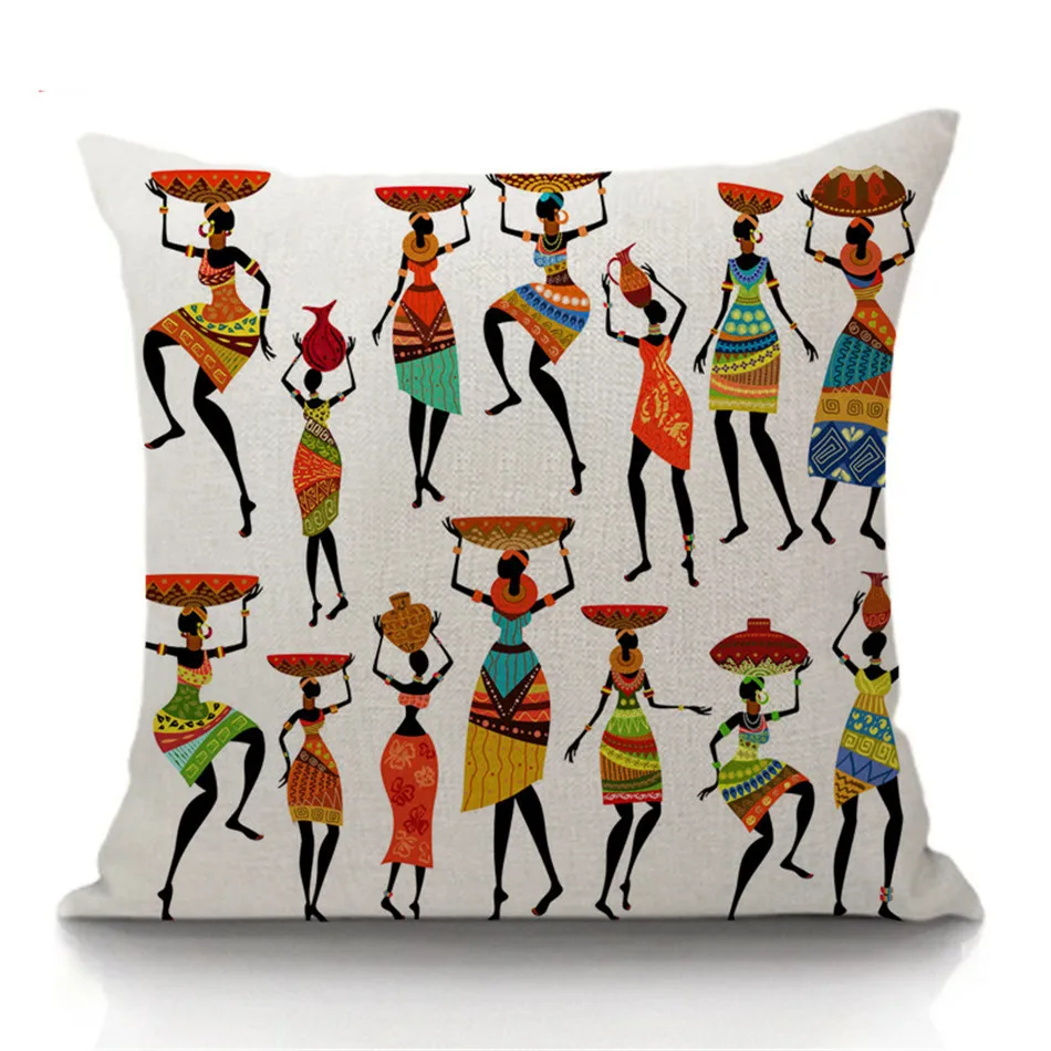 Square 18&quot Cotton Linen Pillow Cover Africa Original People Life Decorative Throw Case Cushion Sofa Drop Shipping | Дом и сад