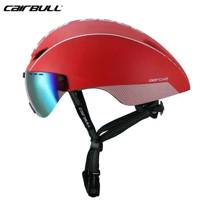 Red white Cairbull шлем велосипед Mtb новая модель 8 цветов Aero Aero-r1 очки для велоспорта сверхлегкий Mtb Tt Магнитный УФ солнцезащитный козырек - Цвет: Red white