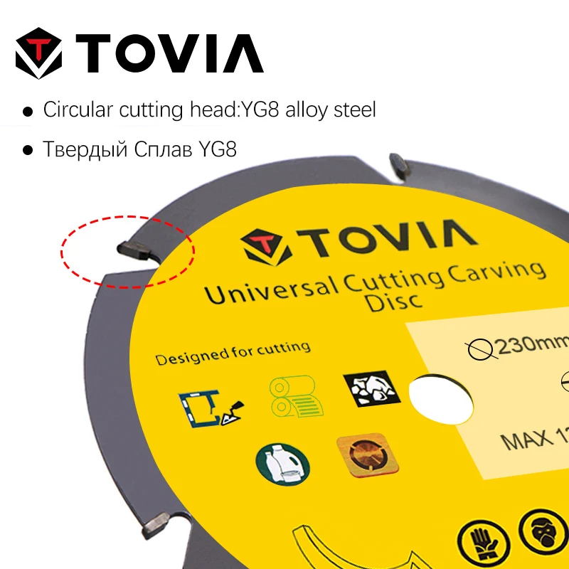 TOVIA 230mm Универсальный Пильный Диск по Дереву для УШМ 9inch 22.2mm Газобетону