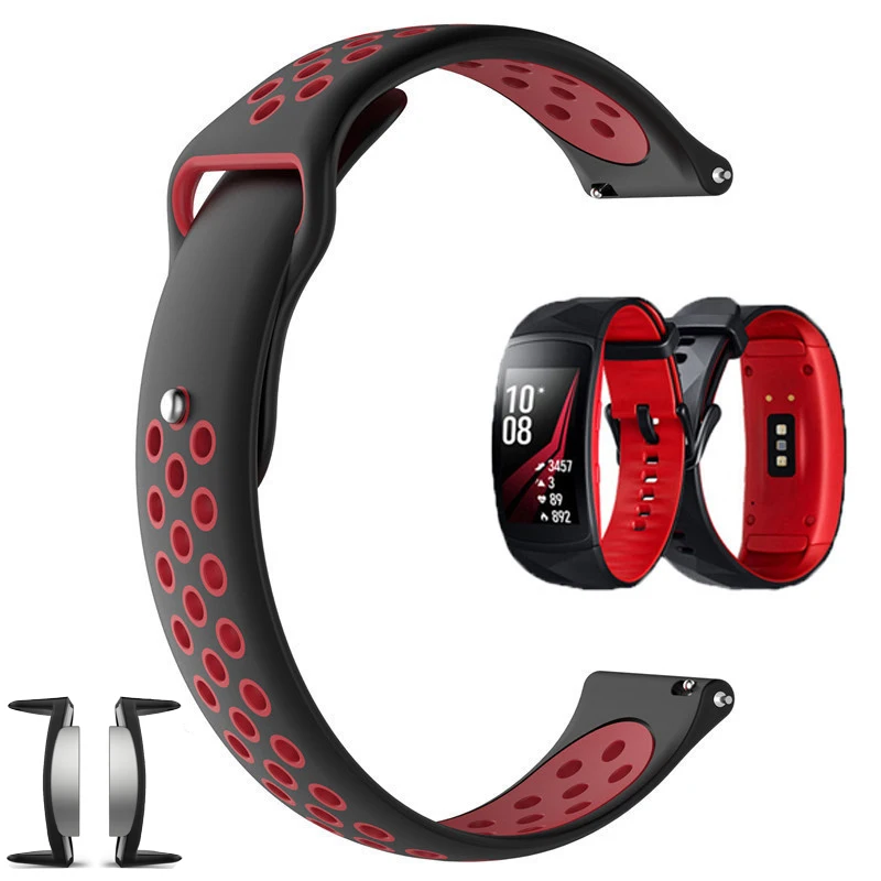 Для samsung Шестерни Fit2 ремни/Шестерни Fit 2 Pro ремешок силиконовый smart watch sport band ouble цвет мягкий дышать ремень с адаптером селфи-Стик
