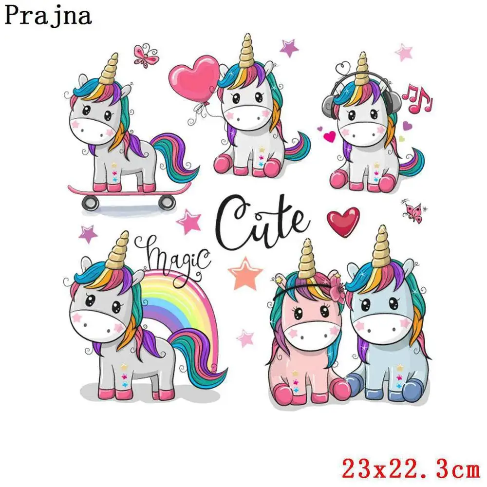 Прозрачный Prajna наклейки с милыми животными на одежду нашивка единорога череп Любовь Сердце теплопередача патчи для одежды DIY Футболка термо - Цвет: Прозрачный