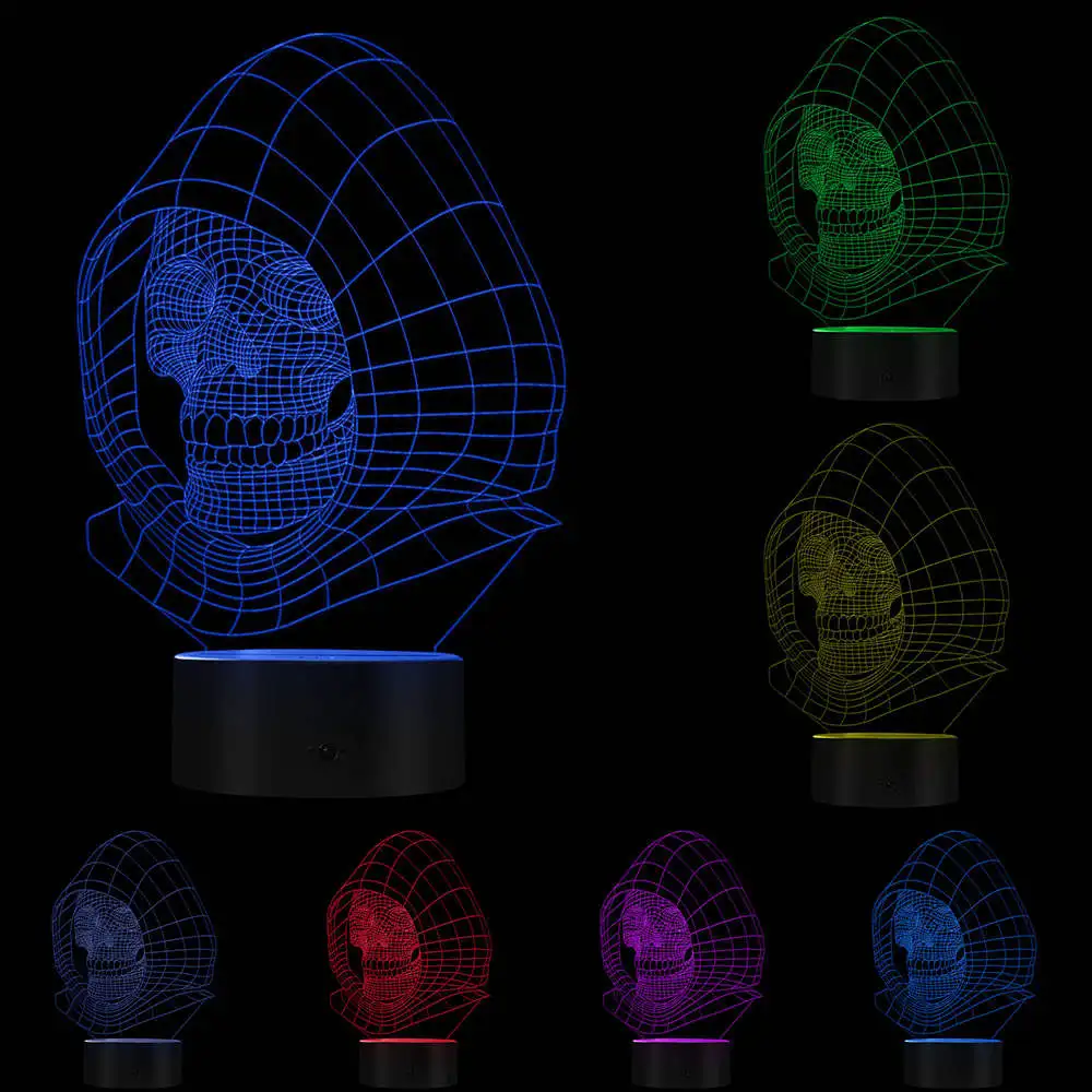 Хэллоуин скелет Скульптура LED Новинка художественная светильник визуальная