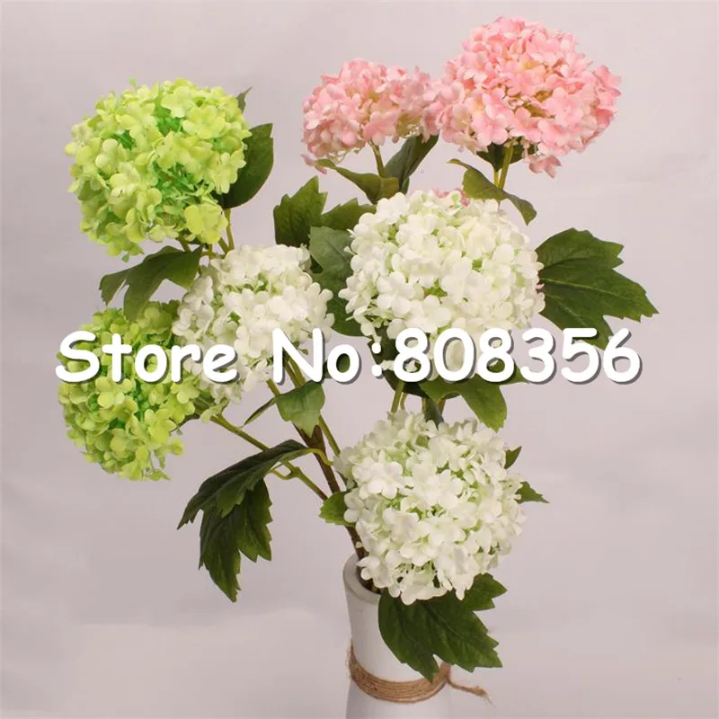 Искусственная Гортензия Снежинка с длинным стволом (3 головки/шт.) искусственные