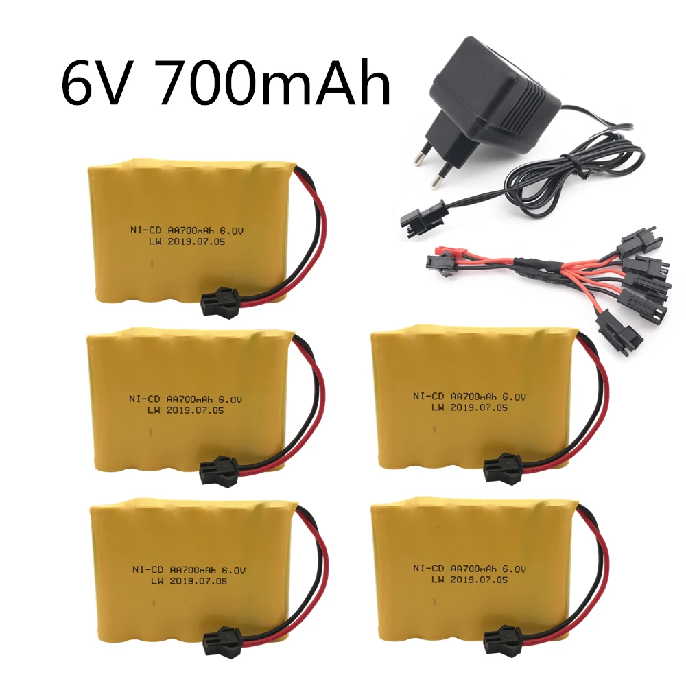 

6v 700mah NI-CD AA NICD Battery Pack With Charger For RC Toy Car Boat GUN TANK Truck Trains RC Toy Model 6V Ni-CD Battery