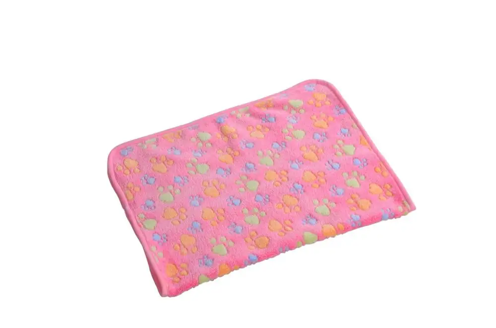paw pink 9 цветов, милое полотенце для собак с принтом лапы, теплое полотенце для сна для собак, кошек, щенков, котят, флисовое мягкое одеяло для собак, банный халат, кровати, коврик для животных - Цвет: paw pink