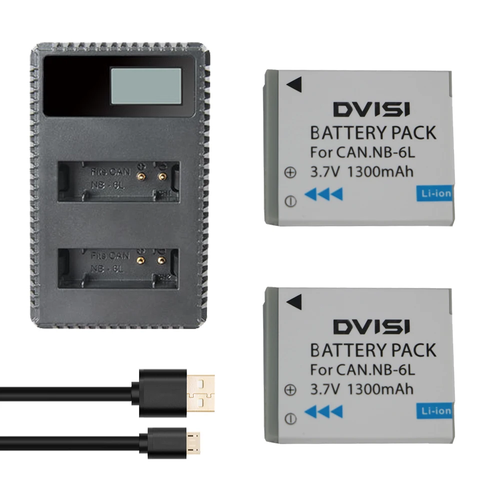 Комплект из 2 предметов NB6L NB 6LH 6L Камера Батарейки + ЖК дисплей USB Зарядное