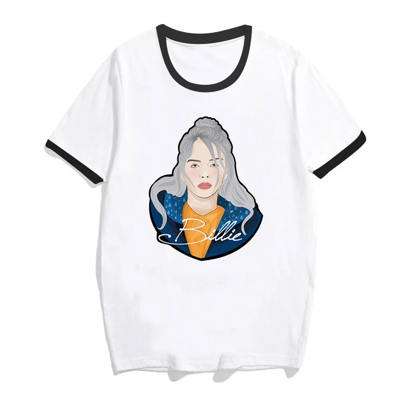 Футболка в стиле хип-хоп Billie Eilish, Повседневная футболка с круглым вырезом и коротким рукавом, летняя мужская и женская футболка, высокое качество, футболка, топ