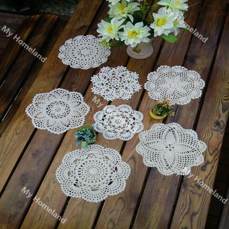 Новый дизайн 7 шт. 100% хлопок ручной работы вязание крючком Doilies для сделай сам