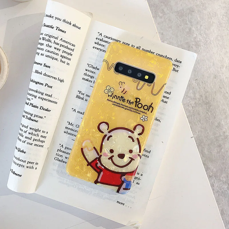 Yellow YHBBCASES для samsung Note 10 8 9 Модный чехол для телефона с раковиной для samsung Galaxy S10 5G S8 S9 Plus мягкие чехлы с мультяшным медведем - Цвет: Yellow