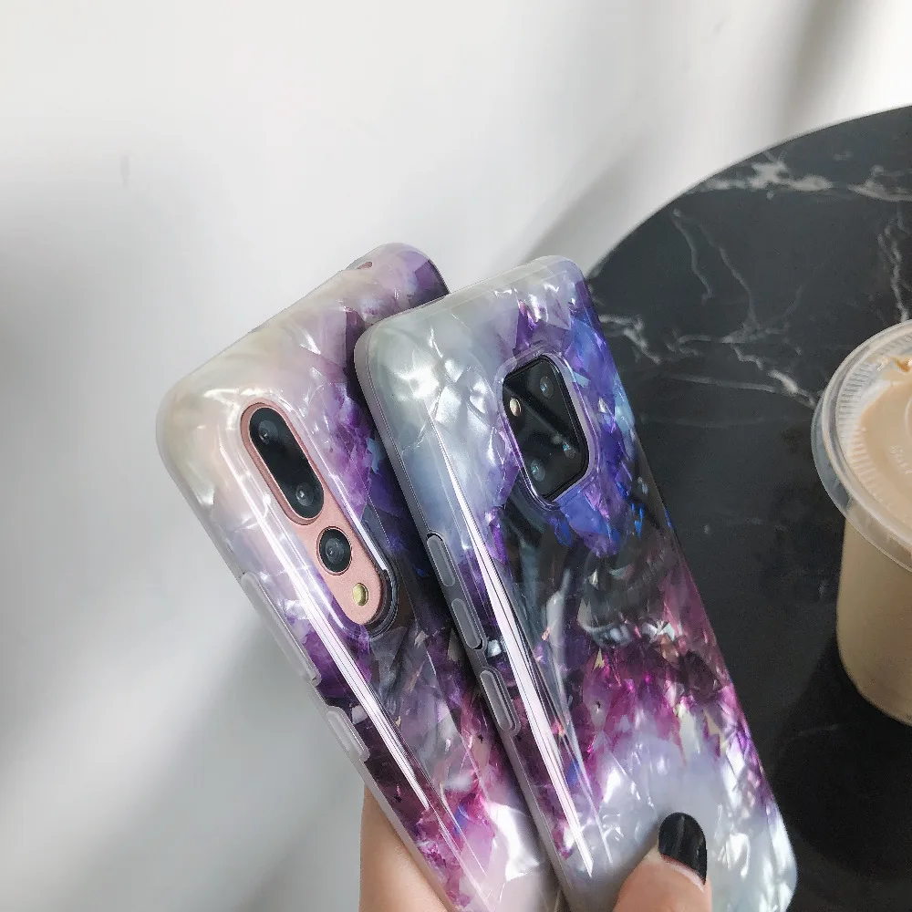 Ourdeals Аметист раковины чехол для телефона huawei Honor9 10 Mate10 20pro Nova 2s 3 3i 4 P30pro Глянцевая