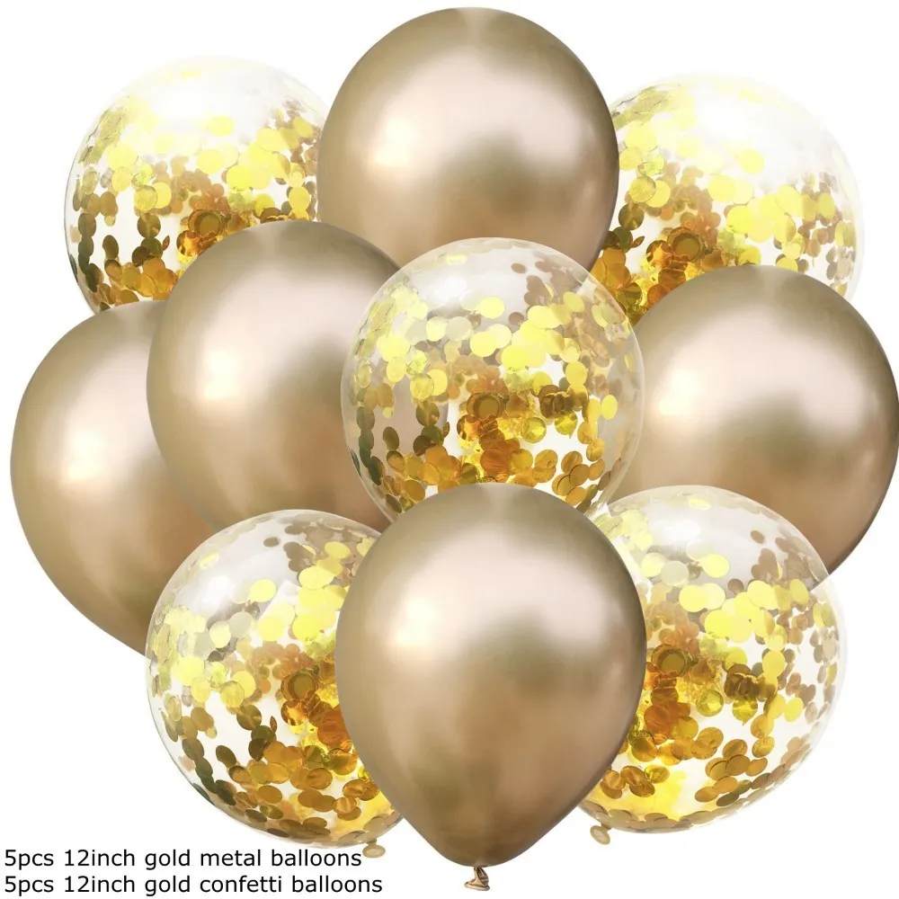M-5gold 5con 10 шт 12 дюймов прозрачные конфетти латексные шары воздушный шар на день рождения Звездные гирлянды воздушные шары с конфетти на день рождения Свадебные украшения - Цвет: M-5gold 5con