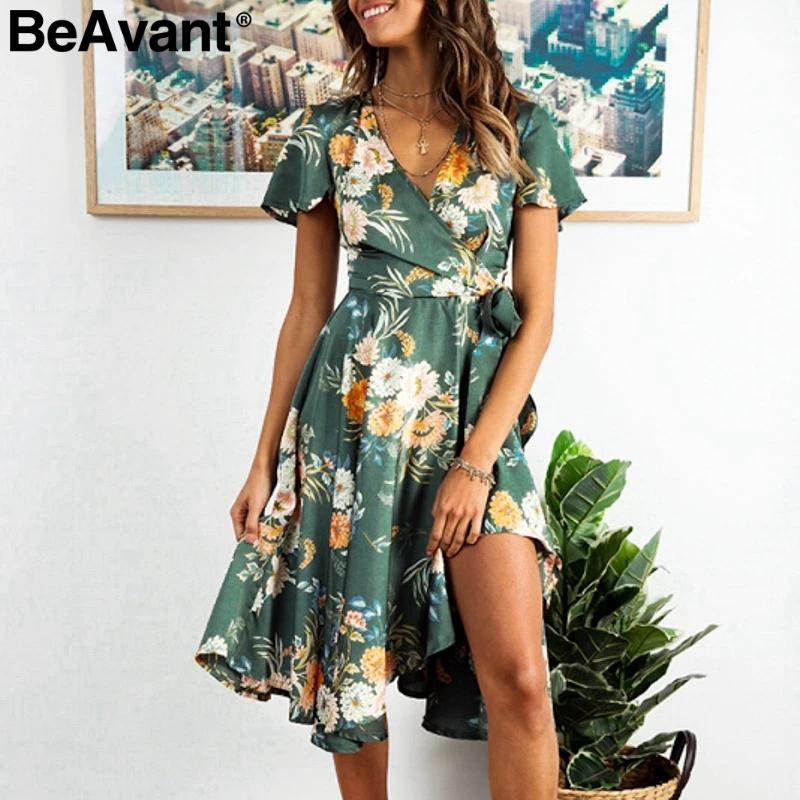 Женское плиссированное платье BeAvant винтажное с цветочным принтом и поясом на