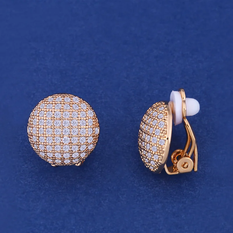 Винтажные серьги-Клипсы из розового золота 585 пробы без пирсинга с натуральным