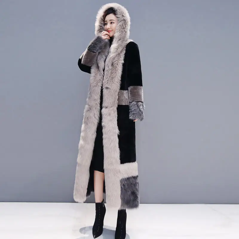 Winter Jacket Women Plus Velvet Warm Thick Long Fur Coat Female Elegant Long Sleeve Plus Size Winter Jacket Women Padded Q1703
