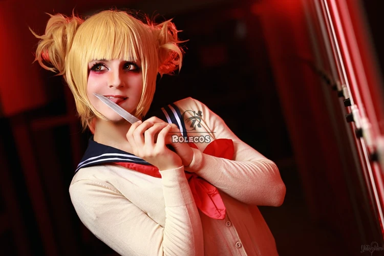 ROLECOS My Hero Academy Аниме Косплей волос Himiko Toga Косплей головные уборы Boku no Hero Academy Женские синтетические волосы Cos