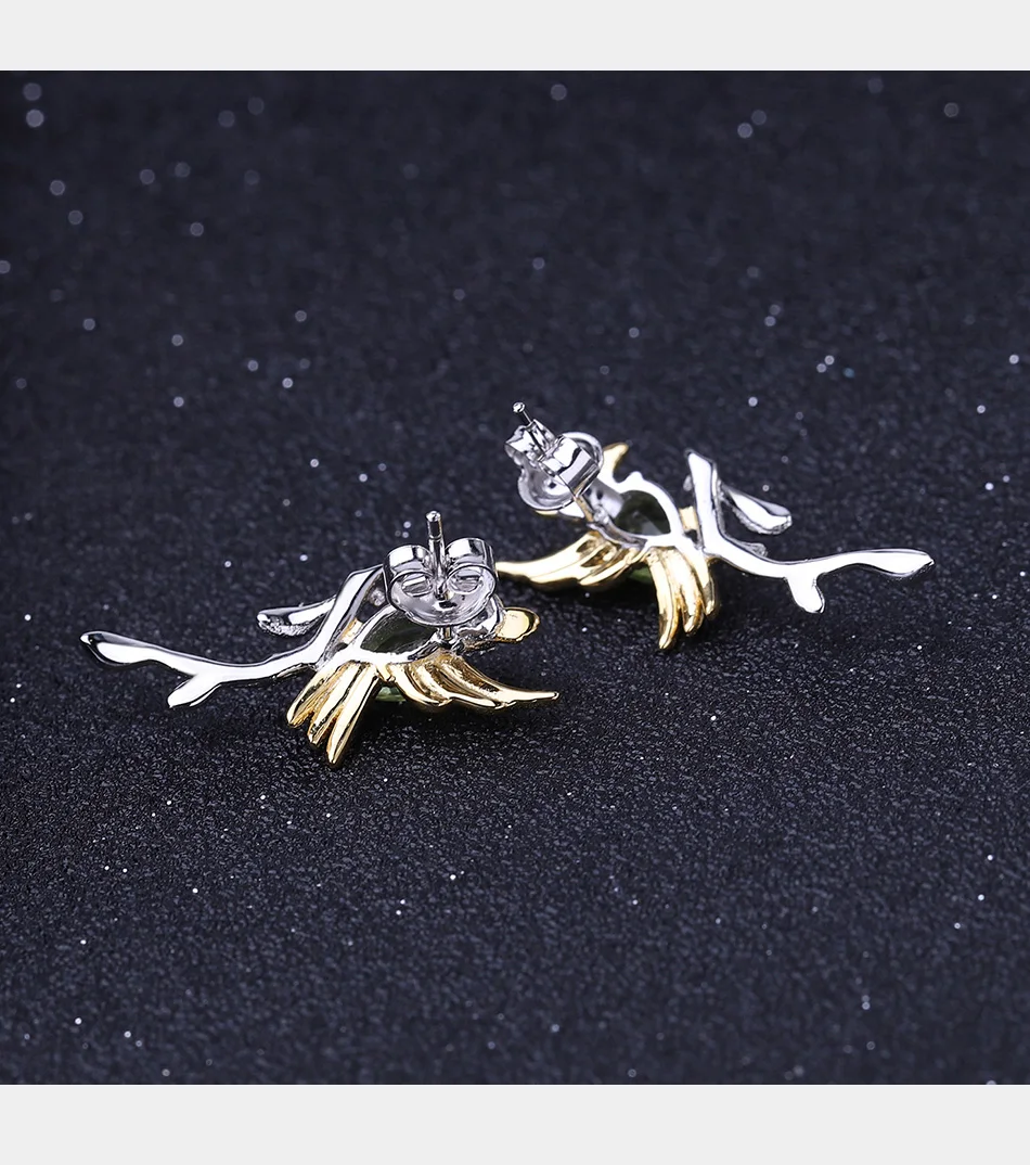 GEM'S BALLET, 0.78Ct, натуральный Перидот, Серьги с драгоценными камнями, 925 пробы, серебро, ручная работа, милые серьги-гвоздики в виде птицы для женщин, для свадьбы