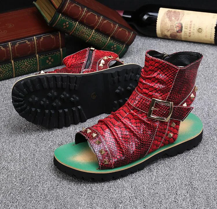 2018 летние мужские пляжные сандалии кожаные туфли с пряжкой и заклепками