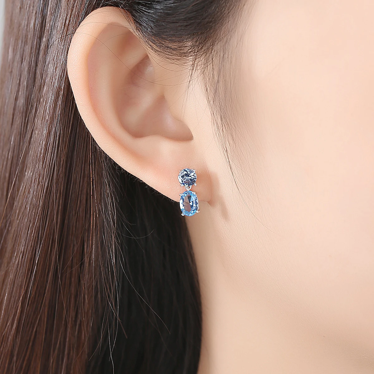 CZCITY Luxury Blue Topaz Drop Earrings for Women Wedding Engagement Fine Jewelry Silver Brincos Joyeria Fina Para Mujer SE0432 | Украшения