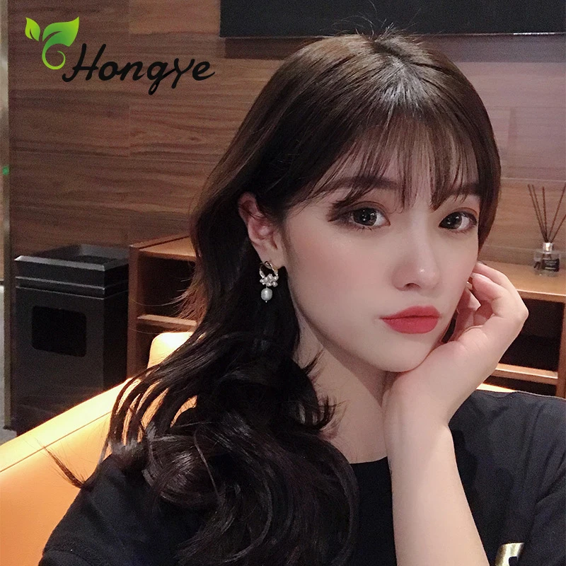 Hongye Серебро 925 игла большой круг Висячие серьги для женщин 14K золото элегантный
