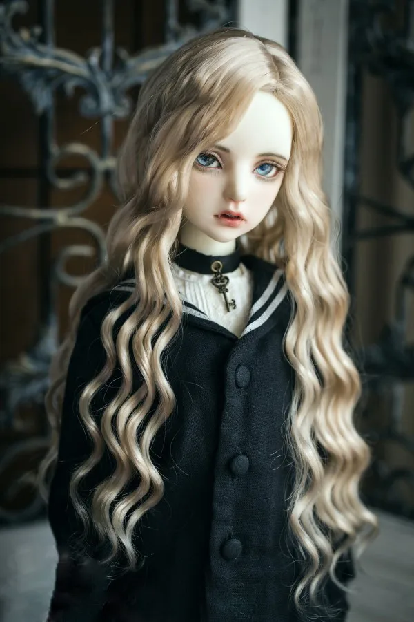 champague BJD кукла парики имитация мохер волна волос для 1/6 1/4 1/3 BJD DD аксессуары для кукол SD Мягкие Парики из натуральных волос - Цвет: champague