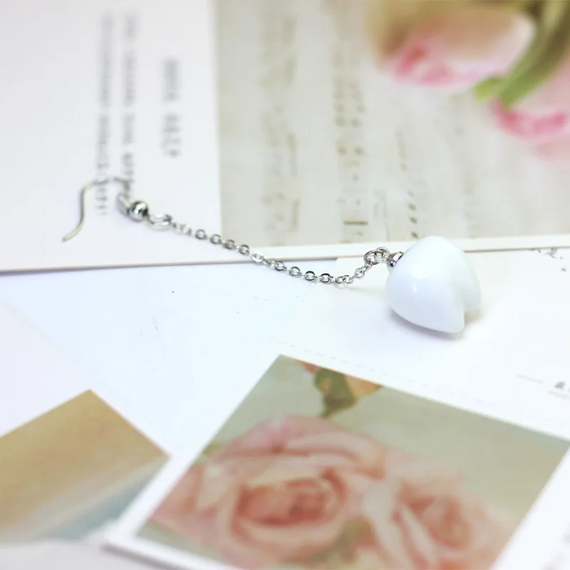 Женские керамические серьги с натуральными зубами Необычные ручной работы