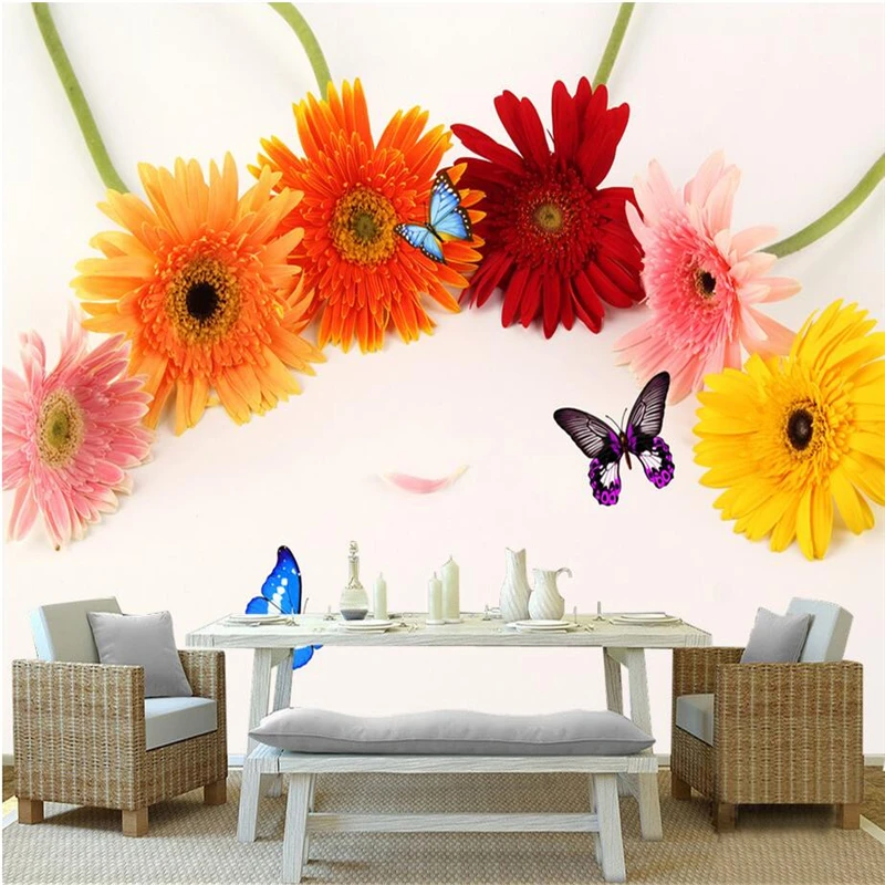 

Custom Photo Wall Mural Living Room Wallpaper Wall Mural Kitchen Wallpaper Thicken Chrysanthemum Cabinet 3d Murals Tv Background