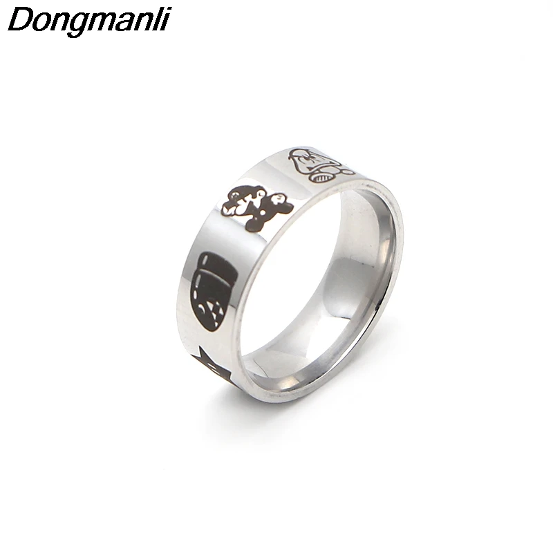 P3654 Dongmanli Супер Марио кольцо из нержавеющей стали кольца для мужчин и женщин вечерние Обручальные модные черные Серебряные кольца ювелирные изделия