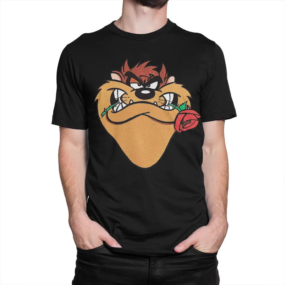 Taz With RoseT-рубашка Tasmanian Devil Looney Tunes рубашка все размеры футболка с героями
