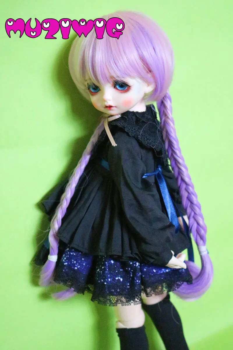 Парик MUZIWIG Bjd из высокотемпературного синтетического волокна 1/3 дюйма с двумя