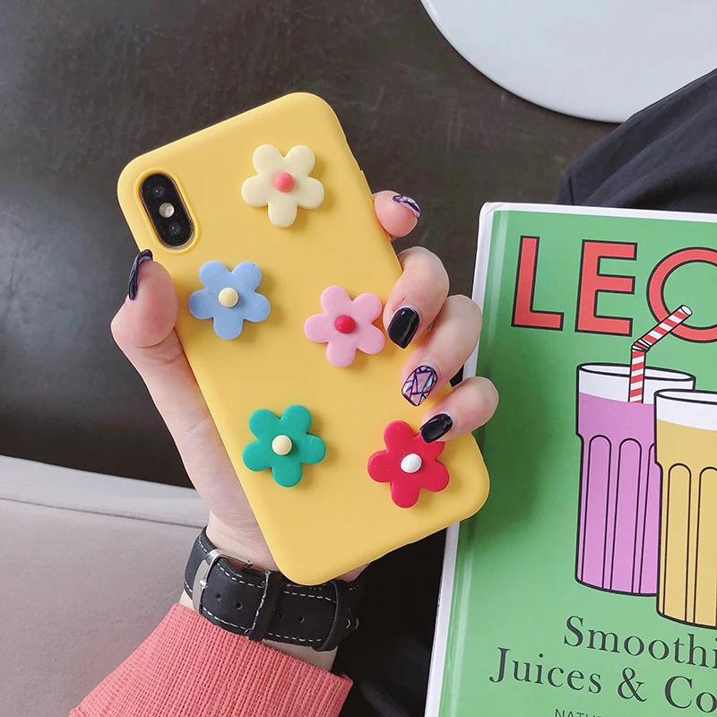 Силиконовый чехол ярких цветов с объемным цветком для Samsung Galaxy S10 5G S10E S9 S8 plus S6 S7 edge