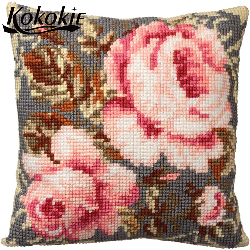 

Diy cross stitch kits For Embroidery kit flower pattern cushion handmade embroider Needlework kits diy knitting needles kit