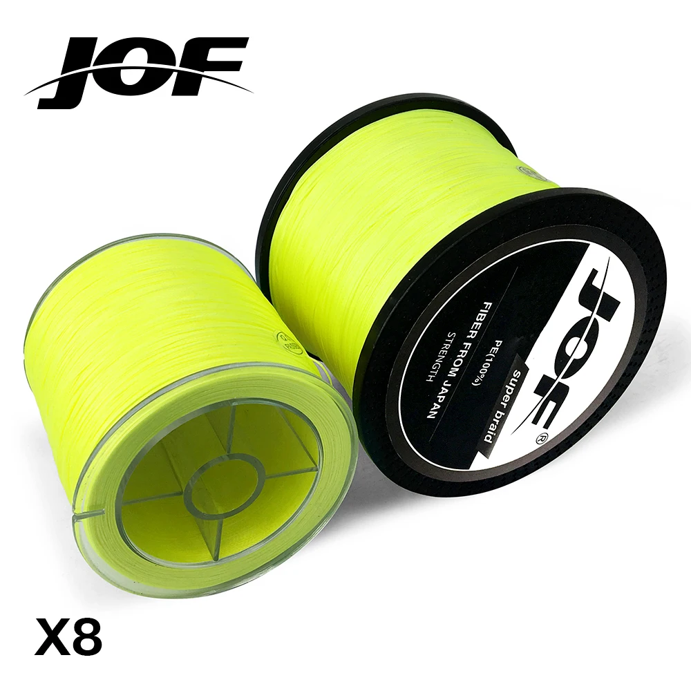 JOF плетеная рыболовная леска 8 нитей желтый 100 м 150 300 500 1000 Шнур linha multifilamento