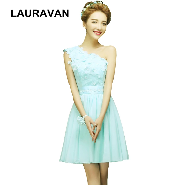 Женское шифоновое платье на одно плечо светло-голубое или Зеленое Платье До