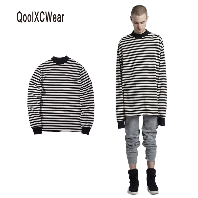 QoolXCWear уличная хип-хоп Повседневная полосатая длинная футболка с длинным рукавом и перчатками уличная Мужская футболка Camiseta футболка