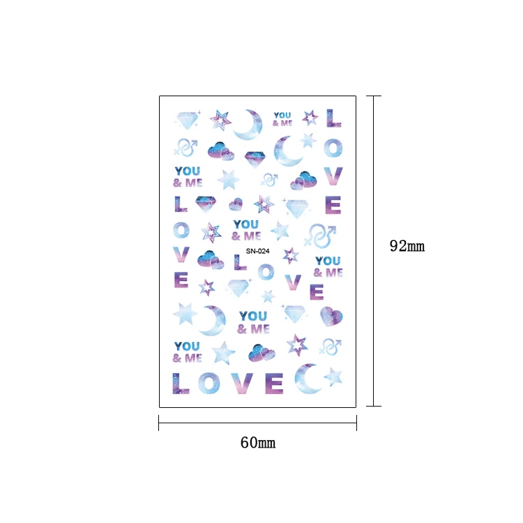 Светящиеся наклейки для ногтей с Луной звездой сердечком пером и цветком