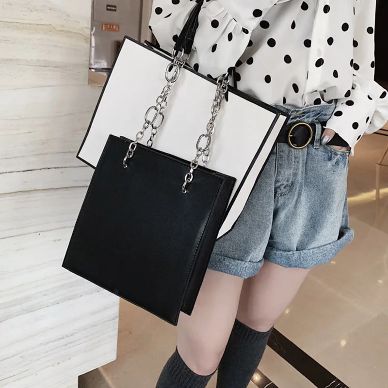 Женская сумка на плечо с цепочкой из искусственной кожи винтажная большая