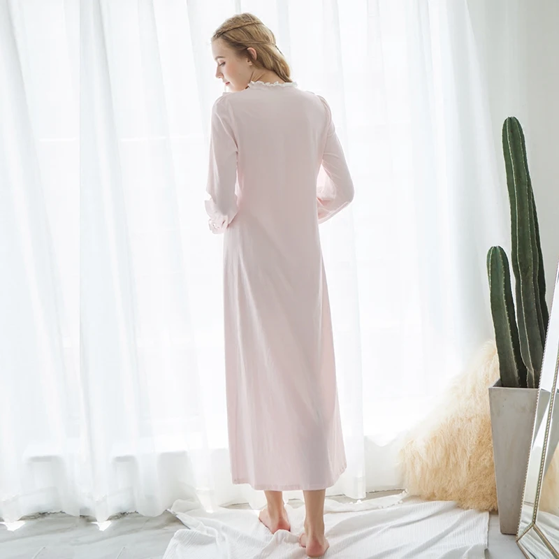 Бесплатная доставка новинка 2016 осенняя ночная рубашка принцессы женские белые