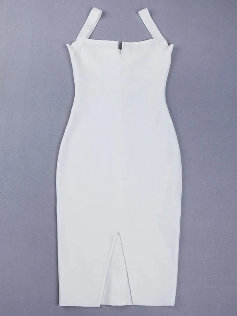 Женское Сексуальное Платье До Колена на бретельках с разрезом спереди черное