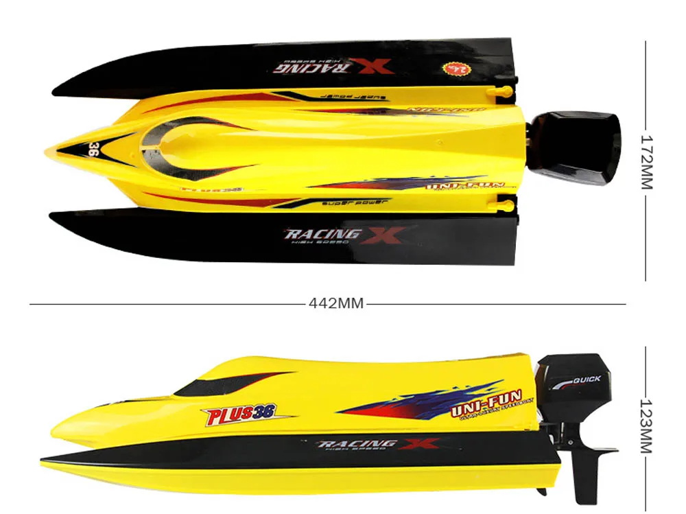 Скоростная радиоуправляемая лодка красный и желтый цвета скорость 20 25 км/ч 2 4G