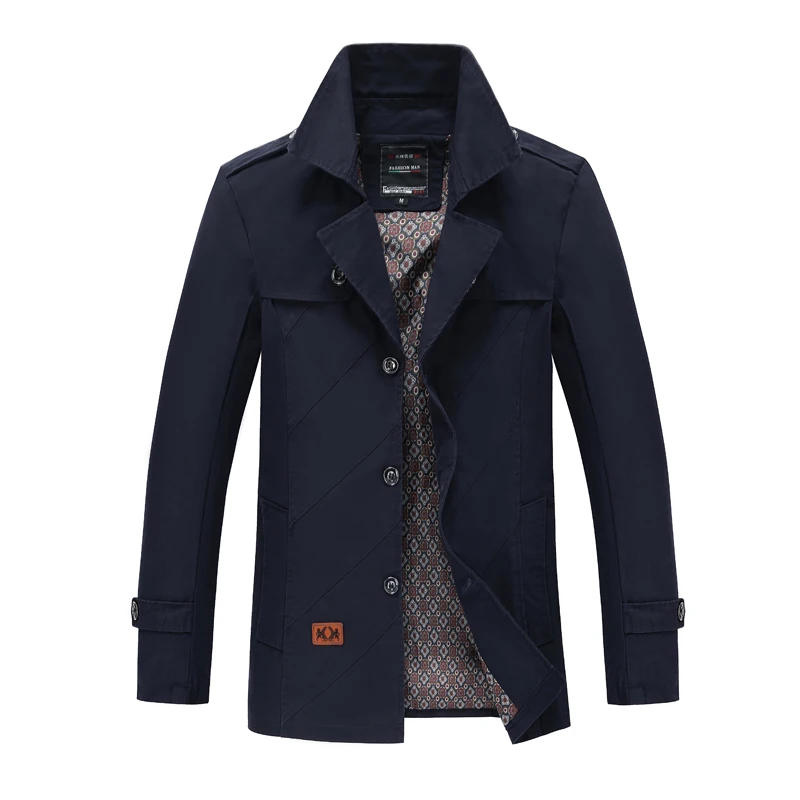 Мужская куртка на пуговицах однотонная Повседневная ветровка в британском стиле