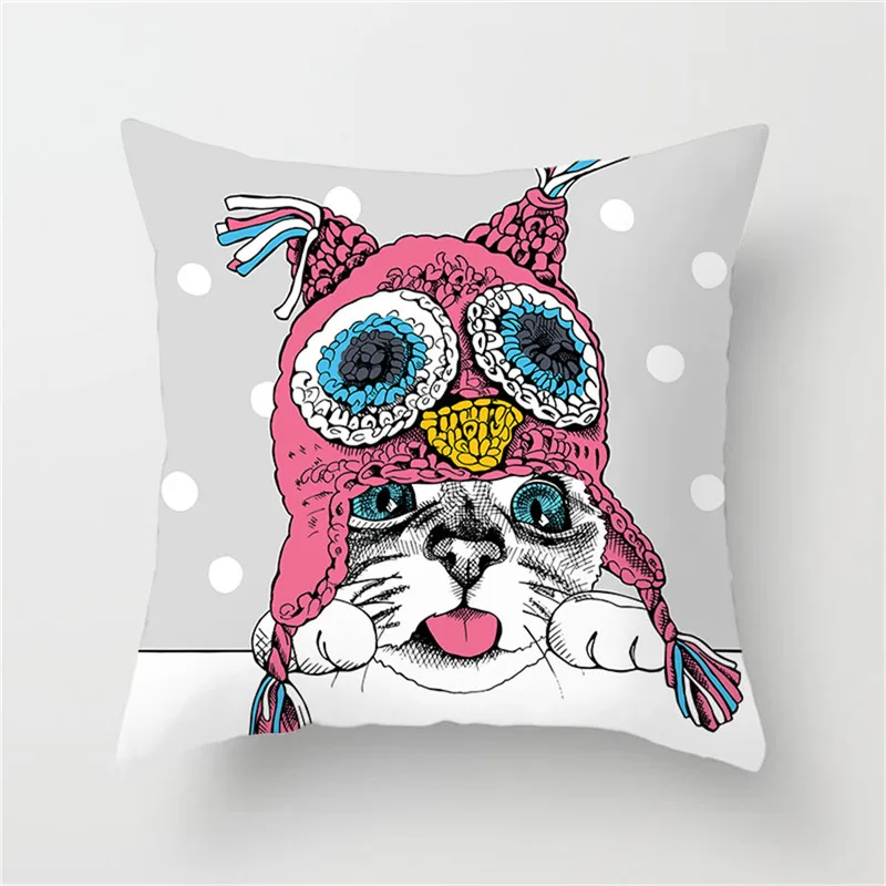 Подушка Fuwatacchi с рисунком льняная наволочка в мультяшном стиле для украшения