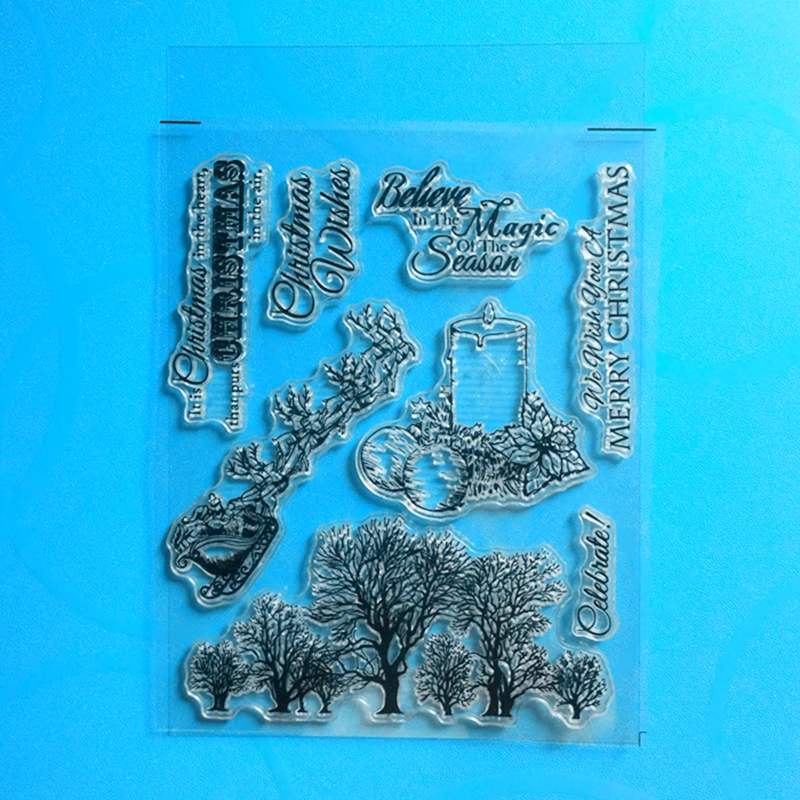 Силиконовые прозрачные штампы YINISE для скрапбукинга рождественской елки альбом