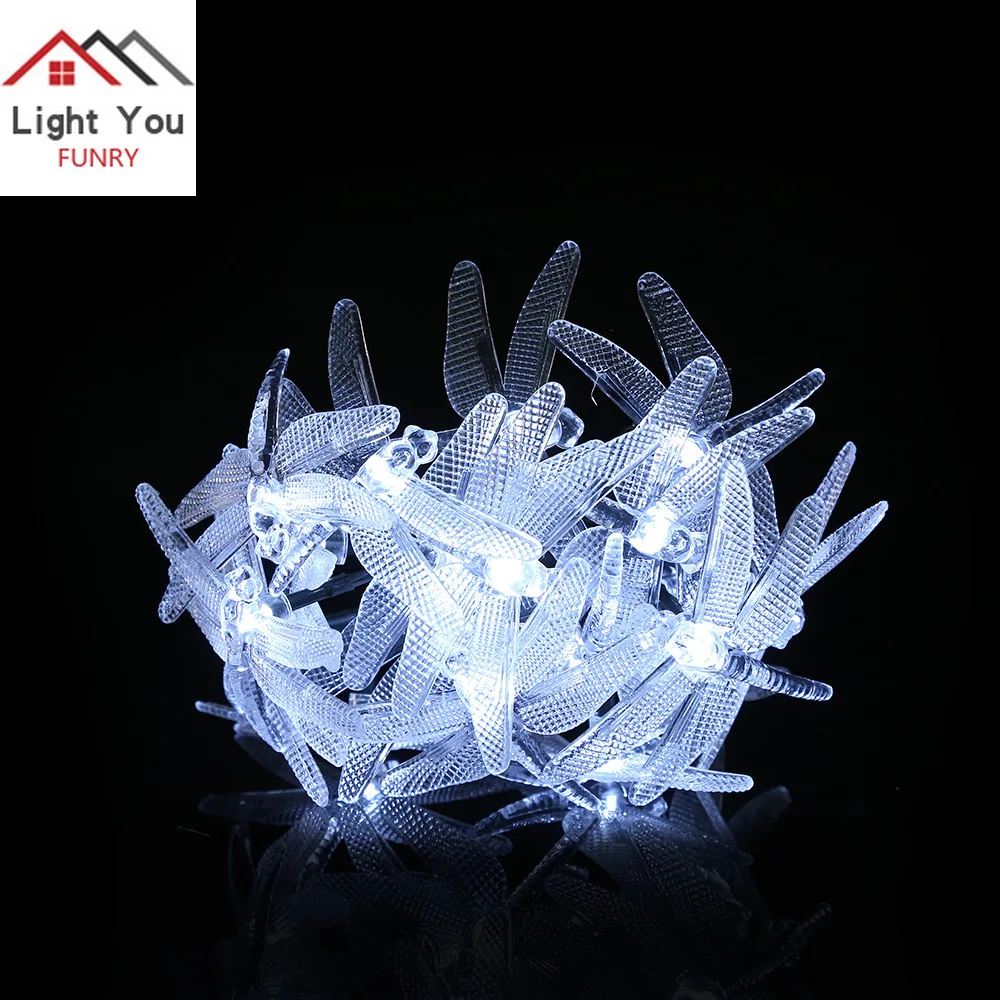 4 м 20LED Солнечная Стрекоза фестиваль украшения световые струны Хэллоуин наружные