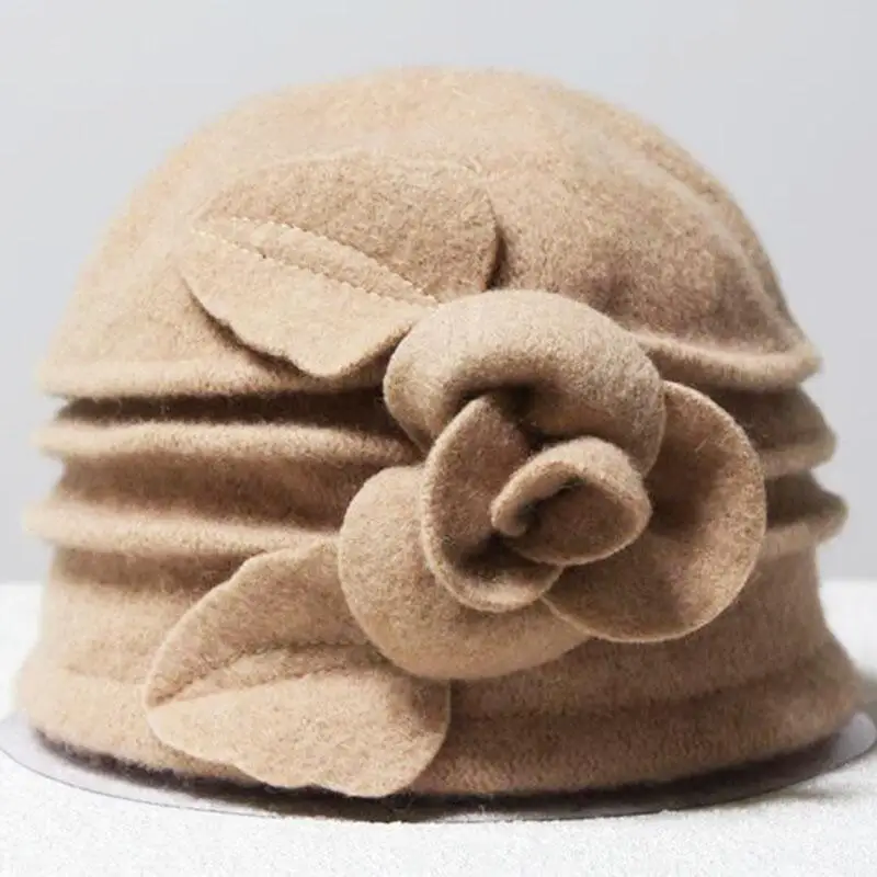 4 Новые женские шляпы Fedoras из чистой шерсти, зимние шапки для женщин с цветочным принтом, повседневные брендовые теплые женские мягкие шляпы для девушек на осень - Цвет: 4