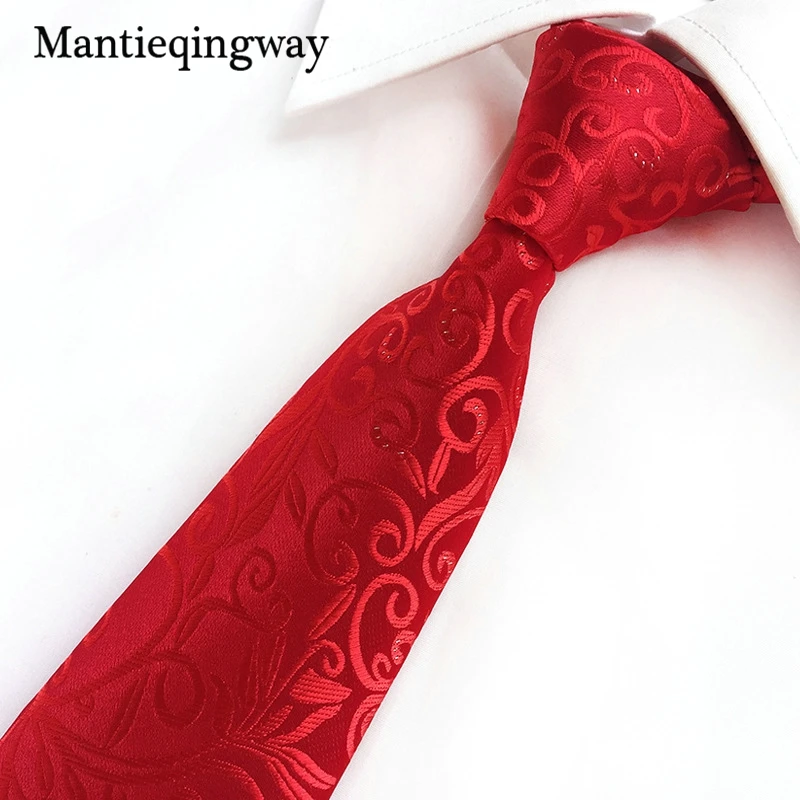 8cm Ties for Mens Red Striped Business Wedding Suit Neckties Jacquard Marriage Male Wide Neck | Аксессуары для одежды