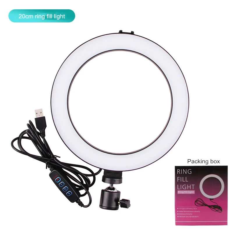 20cm fill light Фотография свет лампа для красоты мобильный телефон кронштейн живой заполняющий свет наружная фотография посадочный штатив якорь СВЕТОДИОДНЫЙ Кольцо заполняющий свет - Испускаемый цвет: 20cm fill light