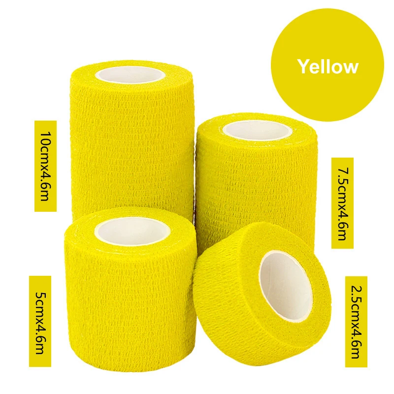 12 rolls yellow 12 шт., 2,5-15 см, самоклеющийся бинт, ПЭТ, эластичный, когезивный бинт, мышечная лента, медицинская терапия, для пальцев, суставов, обертывание, аптечка - Цвет: 12 rolls yellow