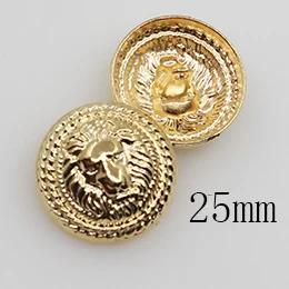 25mm gold Lion style Золотого и серебряного цвета, металлические кнопки в стиле льва, аксессуары для одежды из сплава, материалы для рукоделия, Швейные аксессуары, свадебные принадлежности для рукоделия - Цвет: 25mm gold Lion style