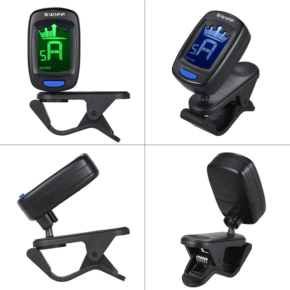 Автоматический цифровой электронный тюнер SWIFF с клипсой ЖК дисплей для гитары